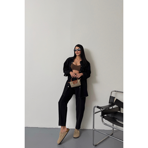 Ensemble chemise et pantalon en denim jaune pour femmes - Product Image 2