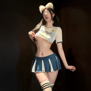 Ensemble de <span class=keywords><strong>lingerie</strong></span> sexy pour cosplay de supporter de football, tenue de pom-pom girl, ensemble gainant tissé ODM, style pur et séduisant Qqny - Product Image 2
