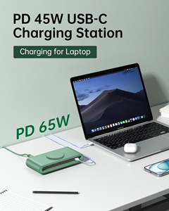 Magnetic Wireless <b>Charger</b> with 3 USB-A and 3 USB-C Ports Fast Charging for Smart Watch and 15W wireless Output Plastic White - Product Image 3