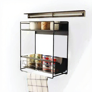 Double Metal Magnetic Wall Mounted Portable Multifunction Organizer <b>Rack</b> Pull-Out <b>Shelf</b> Space Saving Spice Storage Refrigerator - Product Image 2