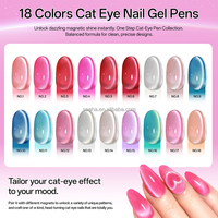 Stylo de vernis gel pour nail art six-en-un effet œil de chat avec aimant intégré, design paresseux en plastique