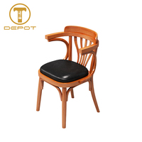 Chaise de salle à manger en bois massif de style nordique rétro personnalisée, siège en cuir PU, chaise en bois pour café, bistrot, restaurant