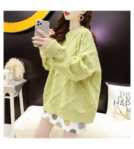 Suéter Acolchado con Cuentas de Perlas para Mujer - Jersey de Punto Holgado de Manga Larga a la Moda - Product Image 5