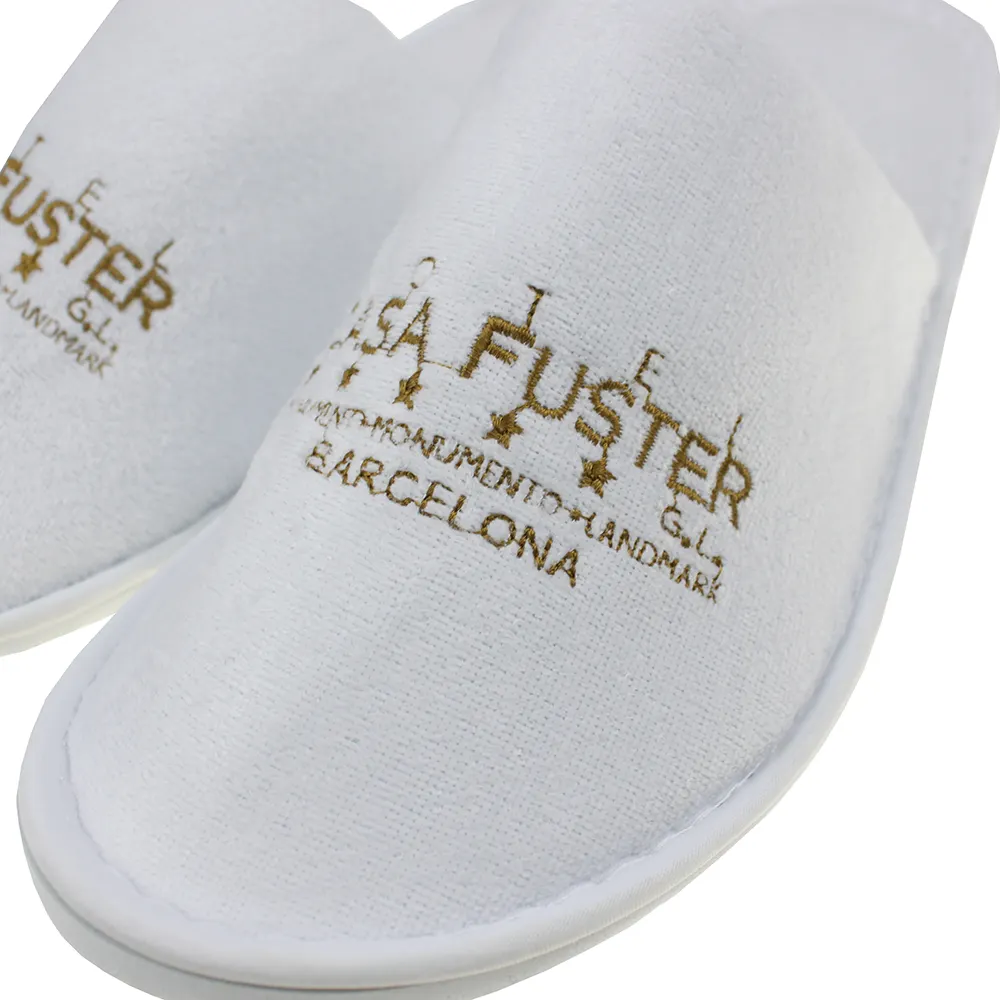 Gepersonaliseerde Witte Wegwerp Hotel Slippers Hoge Kwaliteit Hotel/Spa Slipper Met Aangepaste