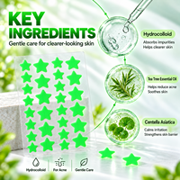 Patchs Hydrocolloïdes Anti-Acné Personnalisables OEM à l'Huile Essentielle d'Arbre à Thé, Marque Privée, Patchs Étoiles Vert Fluorescent pour Boutons et Imperfections