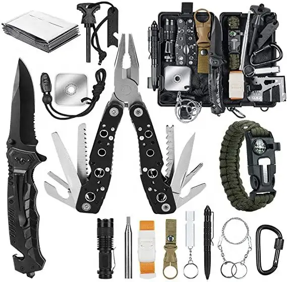 Gifts for Men Dad Survival Gear Equipment 17 in 1 Emergency Survival Kit Fishing Hunting Birthday Gifts Ideas for Boyfriends