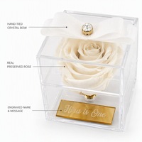 Rose éternelle en gros dans une boîte en verre, rose véritable longue durée, cadeau pour la Saint-Valentin, couleurs personnalisées