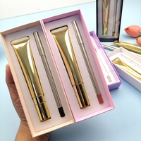 Ensemble de gloss et crayon à lèvres 2 en 1 de luxe, haute pigmentation, longue tenue, tube compressible, applicateur métallique, gloss à lèvres, crayon à lèvres, kit cadeau pour les lèvres