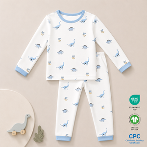 Pyjamas pour tout-petits en coton biologique à marque privée, emballage personnalisé, vêtements de nuit printaniers respirants à motif animal mignon - Product Image 1