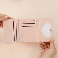 Dompet wanita kulit PU, dompet koin klip mini kartun PU lipat tiga kecil portabel multi kartu lipat lucu