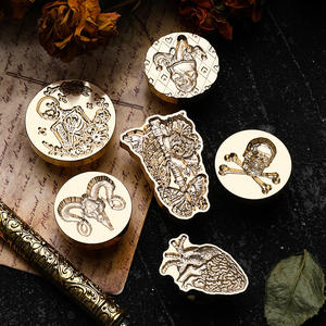 Tête de sceau à la cire de la série Dark, motif en cuivre squelettes de crânes en relief, pour la décoration de journal - Product Image 3