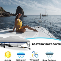 Couverture de bateau robuste imperméable en toile marine 900D Style remorque 20-22 pieds V-Hull Bass Three-Shell Taxi Boat Outboard Cover