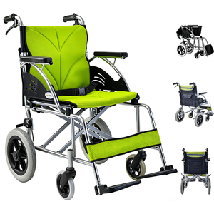 Comodidad portátil para discapacitados Marco de aluminio Reposabrazos fijo ligero Almohadilla de PU Silla de ruedas plegable manual 100kg Capacidad de carga 6 "PVC - Product Image 2