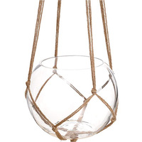 Panier suspendu en corde de chanvre tressée pour pot de fleurs, idéal pour l'intérieur et l'extérieur, avec crochet décoratif en corde de coton