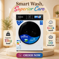 LGS Quality HUAZOS 15kg Front Load Washing Machine DD Inverter Motor Steam Wash 1400 RPM Color Touch Screen 220V Washer
