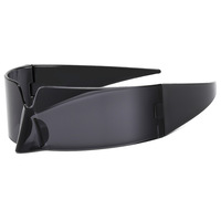 Lunettes de soleil sportives futuristes surdimensionnées sans monture Y2K 2026 pour rockers, festivalistes et artistes – Masque cyberpunk monobloc U400