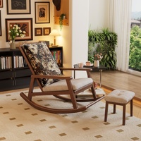 Fauteuil à bascule moderne en bois massif de style nordique avec siège rembourré en éponge pour salon, hôtel et chambre à coucher