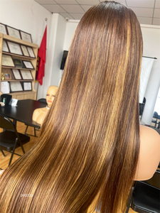 Venta caliente Virgen Europea Cabello Humano Transparente para Peluca Frontal de Encaje Longitud Larga Naturelle Rubio Resaltar Recto Sedoso - Product Image 2
