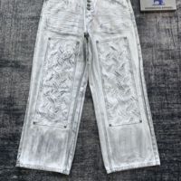 DENIMGUYS Nouveau Design Jean Homme Effet Usé avec Patchs en Relief aux Genoux, Style Urbain, Plissé et Logo Brodé