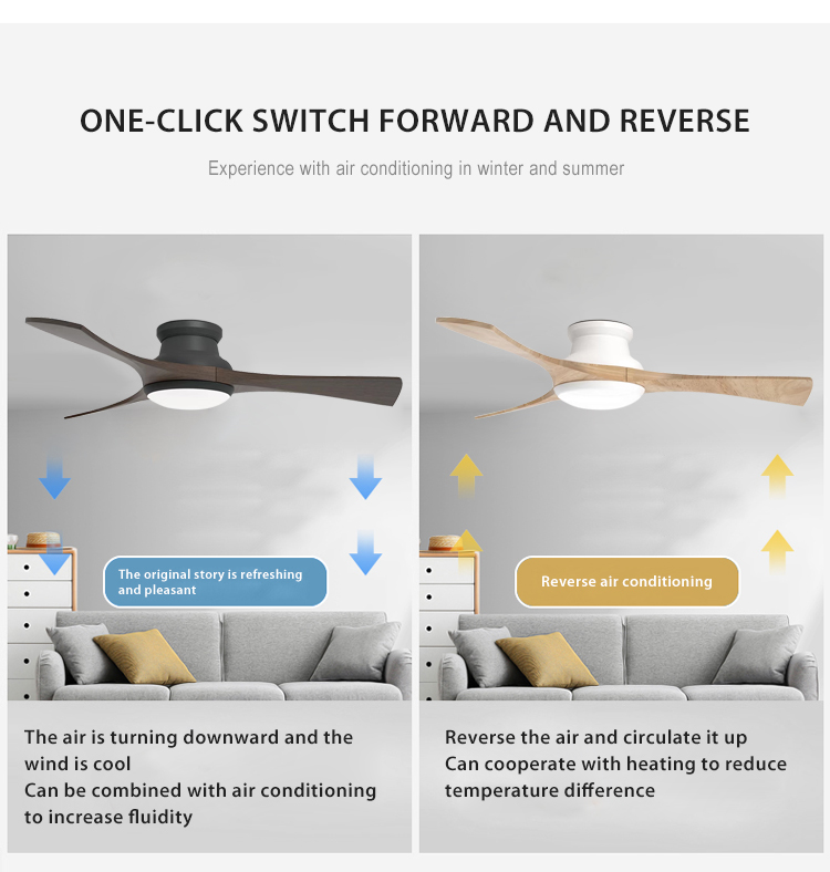 52'' Wood Ceiling Fan With Lights Remote Control 3 Wood Fan Blade Ceiling Fans Noiseless Motor Solid Walnut and Matte Black