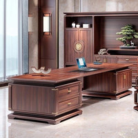 LBZ-304X Nouveau bureau de direction en bois massif de style chinois, bureau de PDG en bois d'ébène, bureau haut de gamme en noyer noir, sur mesure, commercial