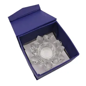 Portacandele di cristallo di loto di cristallo Tealight all'ingrosso con decorazione di cristallo di loto fiore grande vetro portacandele candelabro