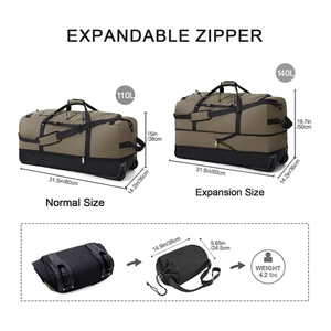 Sac de voyage à roulettes, sac de sport, valise personnalisée de haute qualité en polyester, extensible, grande capacité, pliable, 4 en 1 - Product Image 1