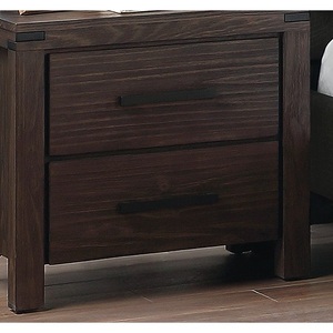 Mesita de Noche Sencilla de Madera Maciza con 2 Cajones, Mesa Auxiliar para Cama, Mueble de Almacenamiento con Cajones - Product Image 5