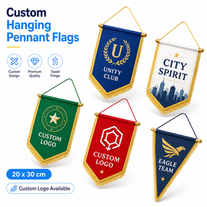 Bandera Personalizada Impresa, Bandera Colgante de Poliéster con Borlas y Flecos, Decoración de Pared, Recuerdo Deportivo, Escolar, de Club o de Equipo, Venta al Por Mayor - Product Image 1