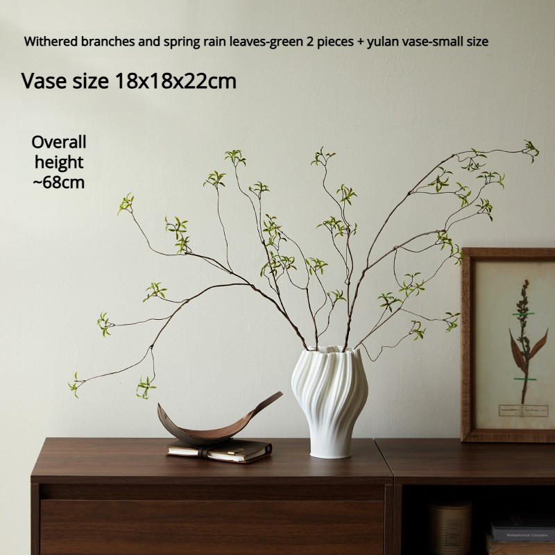 Spring Rain Vert (2 tiges) + Vase Jade Wave - Petit