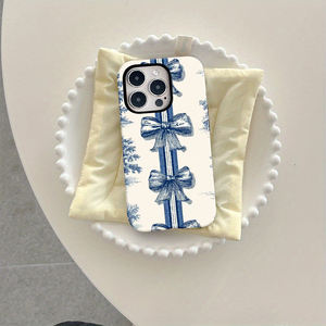 Blaue Schleife DIY TPU+PC Folie 2-in-1 Stoßfeste Handyhülle mit Handygriff für 17/16/15/14/13/12/11 Serie - Product Image 6