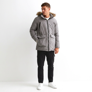 Autumn New Men's Windbreaker Jacket Casual <b>Warm</b> <b>Waterproof</b> Stand Collar Hooded with Front Logo - Product Image 1