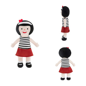 Muñeca de Peluche Personalizada con Top a Rayas y Falda Roja, Adorable Juguete de Peluche para Niñas, Regalo Perfecto para Niñas - Product Image 1