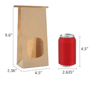 Sacs à pain personnalisés en papier kraft marron rustique, robustes et résistants à l'humidité, avec fenêtre transparente et fermeture à étiquette métallique pour le stockage des biscuits - Product Image 2