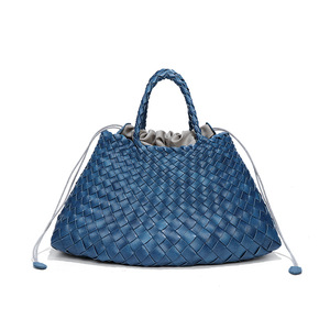 Sac seau en osier tissé à la main, simple, à deux poignées, décontracté, pour l'été, grande capacité, sac portable pour femmes, OEM - Product Image 2