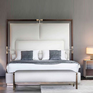 Taburete moderno, Banco <span class=keywords><strong>Arthur</strong></span>, taburete de acero inoxidable para cama, Banco de cama de cuero de microfibra para dormitorio de hotel - Product Image 4