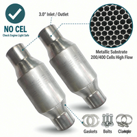 Convertisseur catalytique universel 3 pouces à haut débit, 200/400 cellules, noyau métallique, Euro 4/5/6, DPF DOC SS304, échappement performance 53009