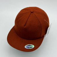 Gorro de Golf de Lana Marrón Estilo Melton, Visera Plana, 5 Paneles, Sin Estructura, Cierre a Presión, Gorra de Béisbol Personalizable con Logotipo Bordado en Fieltro