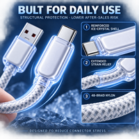 Câble de charge rapide USB-A vers USB-C 5A Ice Crystal avec connecteur renforcé et gaine en nylon tressé – Vente en gros