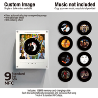 Aimant de réfrigérateur personnalisé en acrylique pour album musical, design tourne-disque vinyle, photo personnalisée, veilleuse rotative NFC, cadeau pour fan de musique