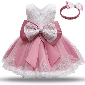 Robe de cérémonie brodée en dentelle pour bébé, idéale pour anniversaire, concours de beauté, avec grand nœud, vêtements d'été pour enfants - Product Image 2