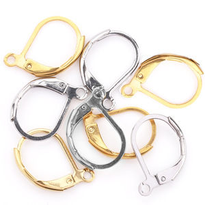 Ganchos para pendientes de acero inoxidable chapados en oro, forma redonda en D, para la fabricación de pendientes, componentes de joyería DIY, accesorios geométricos unisex H1251 - Product Image 5