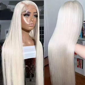 Wig Rambut Asli Eropa Transparan Hd Lace Frontal PrePlucked Cuticle Aligned <span class=keywords><strong>Ash</strong></span> Blonde Highlight # 60 Wig Rambut Depan Berwarna Lace - Product Image 2