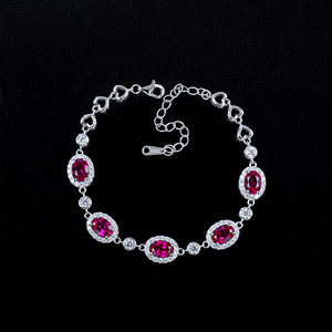 Pulsera de Plata de Ley S925 con Zafiro Padparadscha, Adorno de Piedras Preciosas de Colores de Alta Gama, Pulsera de Joyería al por Mayor - Product Image 3