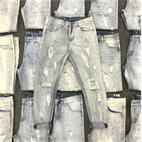 Jeans en denim pour hommes, déchirés et usés, style tendance, liquidation à prix le plus bas