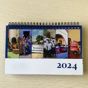 Op Maat Gemaakte Opvouwbare Papieren Bureaukalender Met Notitieblok Bureaublad Kalender 2024