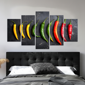 Arte Moderno en Lienzo: Impresión Vibrante de Pimientos para una Decoración Elegante, JUEGO DE 5 LIEÑOS VARIADOS - Product Image 3