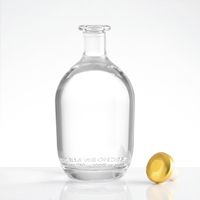 Bouteille en verre épaisse à col court et à bouche plate Vodka liqueur gin rhum tequila whisky brandy spiritueux bouteille en verre