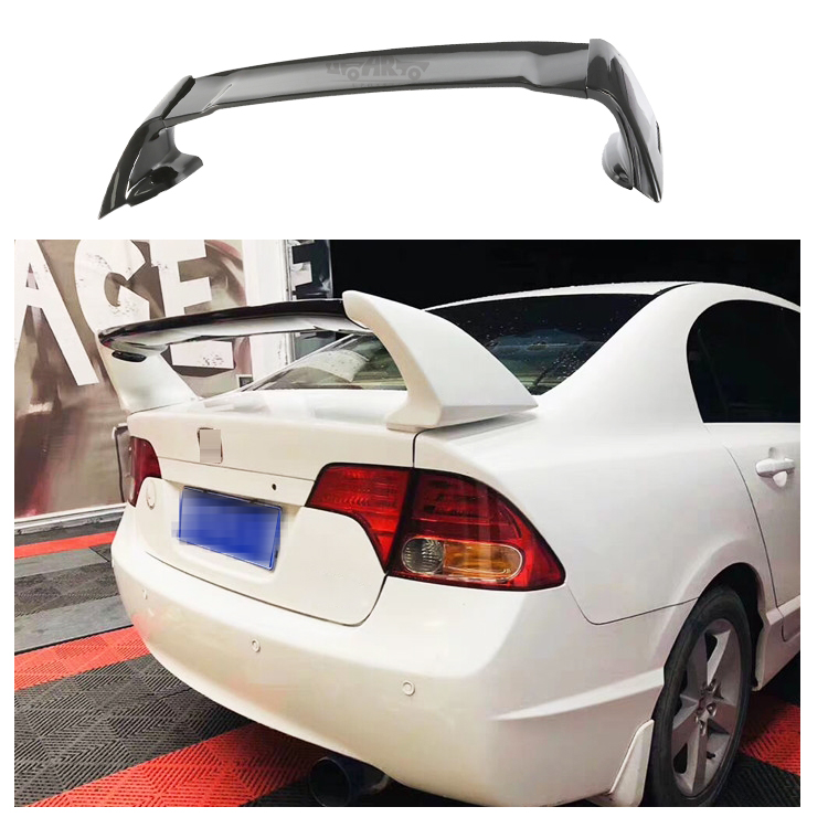 Hot Koop Abs Plastic Carbon Fiber 3-Sectie Mugen Type Fd 2 Stijl Achtervleugel Spoiler Voor Honda Civic 8th Gen 06 07 08 09 10 11