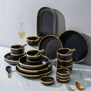 Stoviglie stoviglie stoviglie ceramica stoviglie per cucina e casa bianco <span class=keywords><strong>con</strong></span> trita in oro nordico di lusso 32 pz porcellana Set cena - Product Image 2